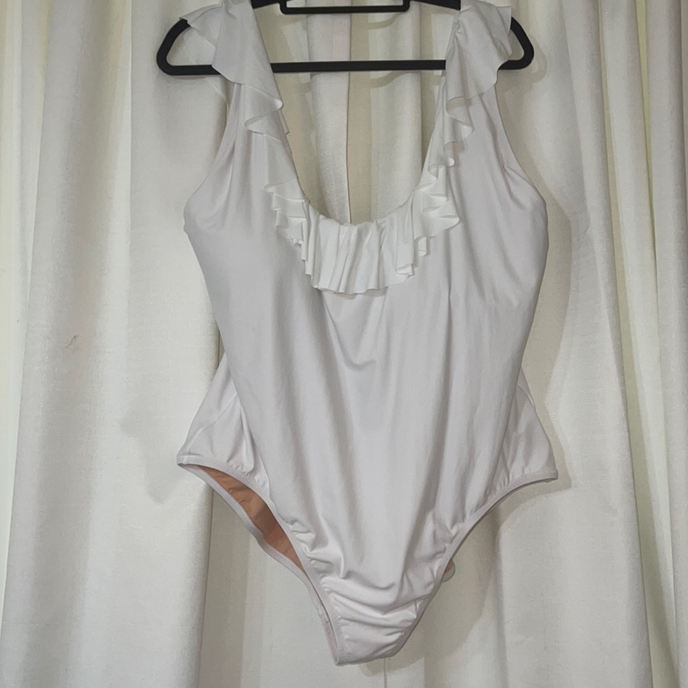 J.Crew Plunge Back Ruffle Swim Suit